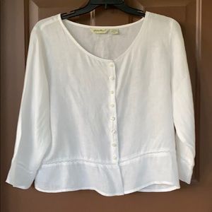 Size XL Misses, 100% Linen 3/4 sleeve white blouse
